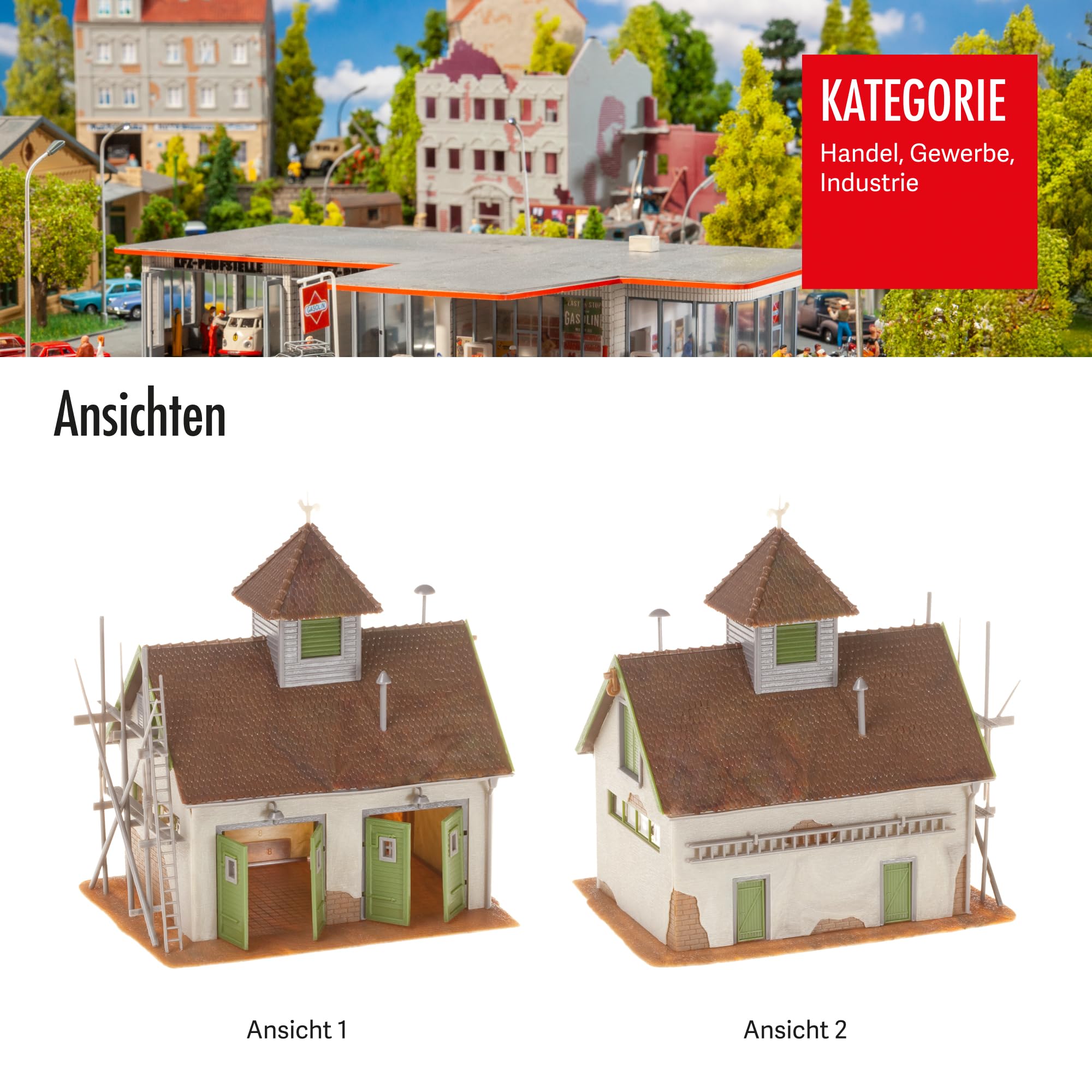 FALLER 130268 - Ländliches Feuerwehrhaus, 13.9 x 3.7 x 22.4 cm