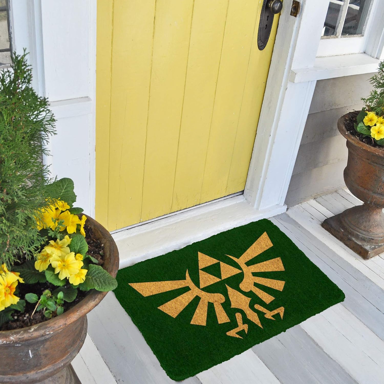 Pyramid America Zelda Crest Coir Doormat - 29" x 17" Indoor/Outdoor Entry Mat with Non-Skid PVC Back - Durable & Easy to Clean
