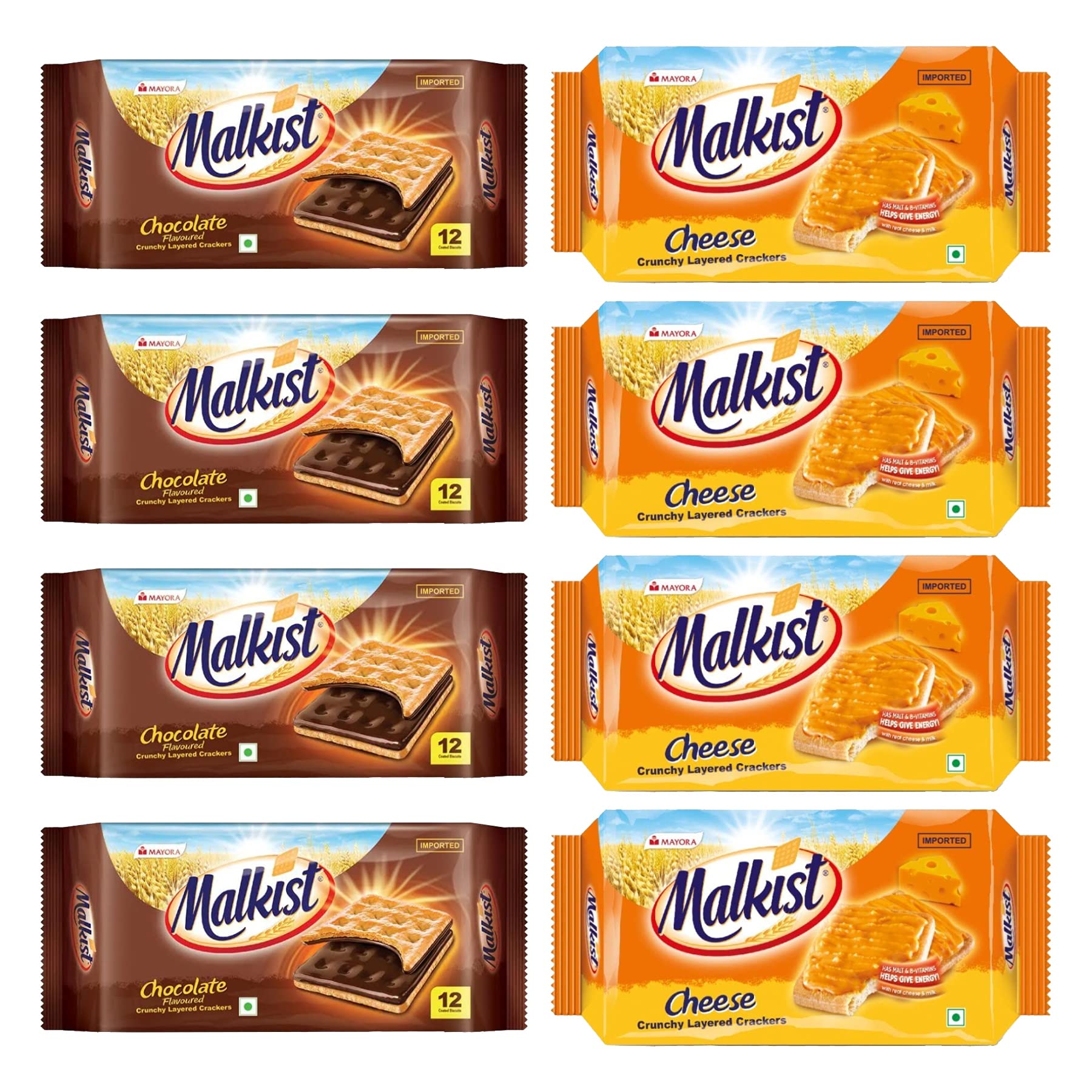 Buy Malkist Chocolate & Cheese Flavoured Crunchy Crackers Pack Of 8