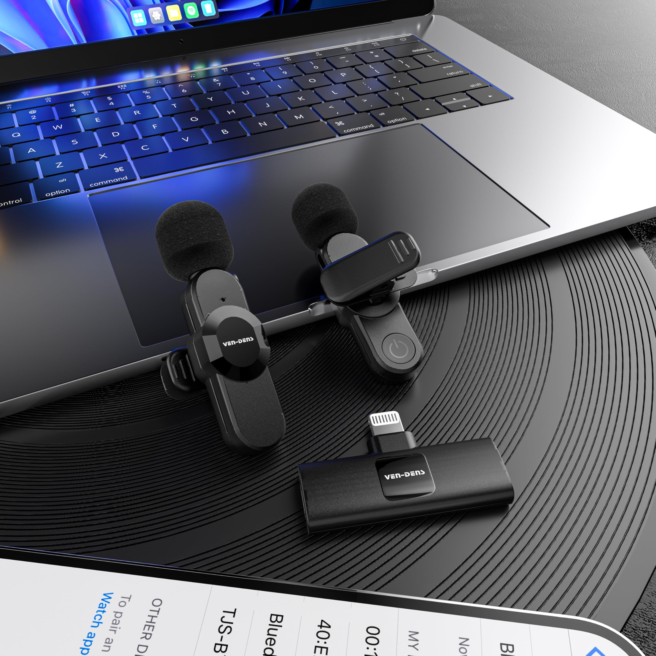Microfono Lavalier wireless compatibile con iPhone/iPad e dispositivi di tipo C. 4 varianti disponibili con 2 varianti con variante Lightning e variante Tipo C (Plug and Play) (IOS - 2 Mic)