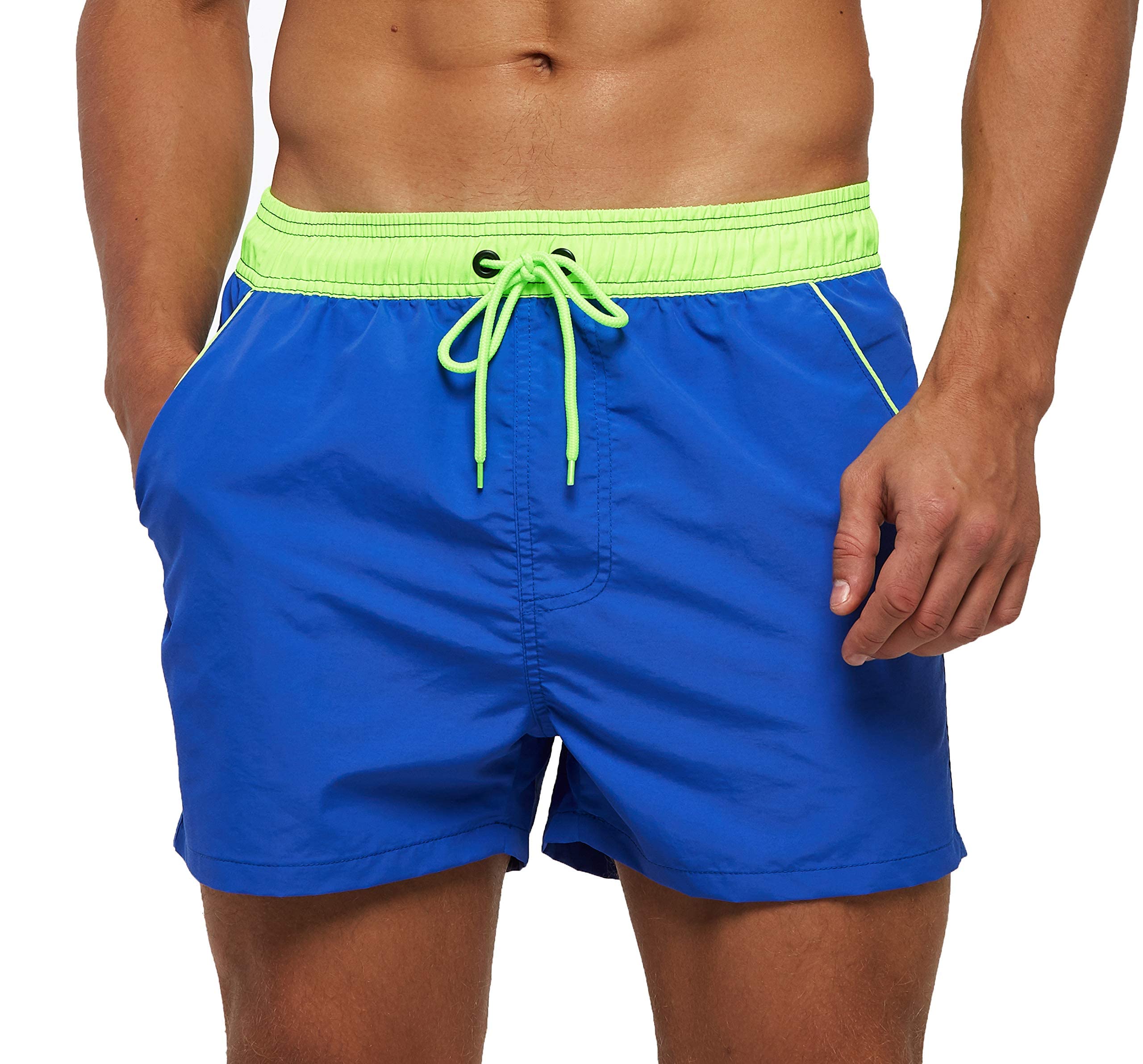 Men's Quick Dry Swim Trunks Solid Swimsuit Sports Shorts Beach Swimming Board Shorts with Back Zipper Pockets