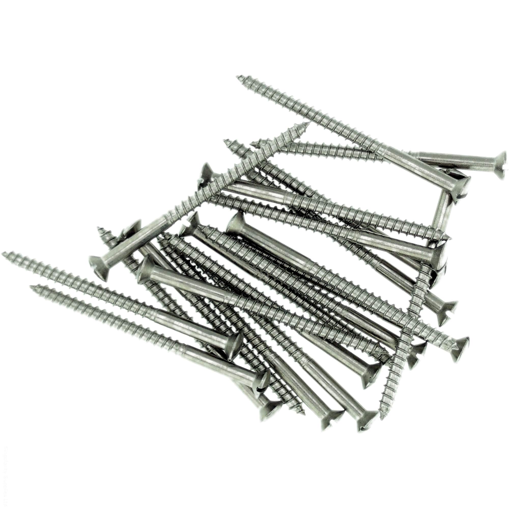 Singularity Supplies No.6 X 1.18 (3.5Mm X 30Mm) Slot Raised Countersunk Wood Screw - Stainless Steel (A2) (Pack Of 20)
