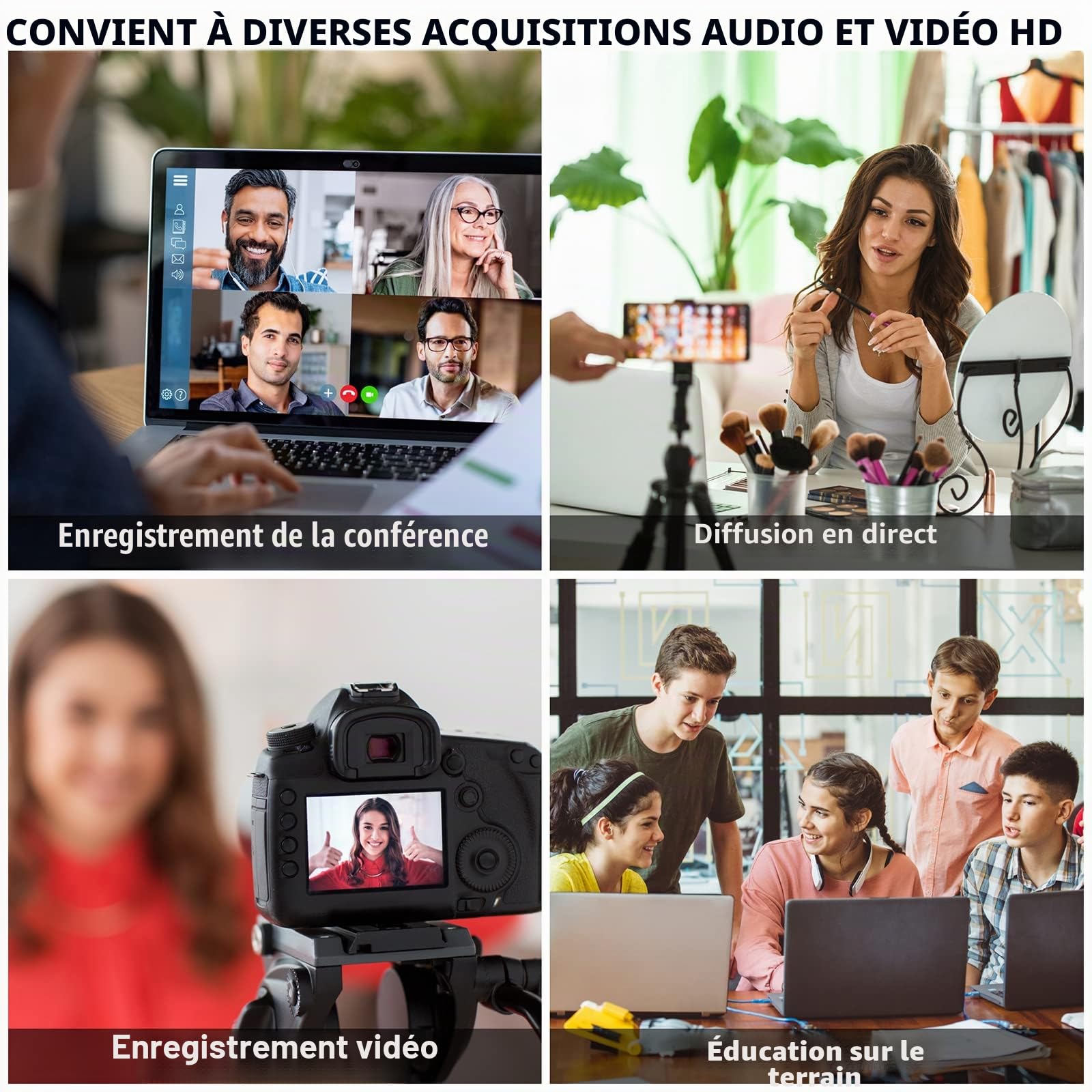 VIXLW Carte de Capture vidéo HDMI USB 3.0, 4K 1080p60fps, Carte de Capture pour Le Jeu en Direct, pour Windows/Mac OS avec Adaptateur USB C pour PS4/Switch/Xbox