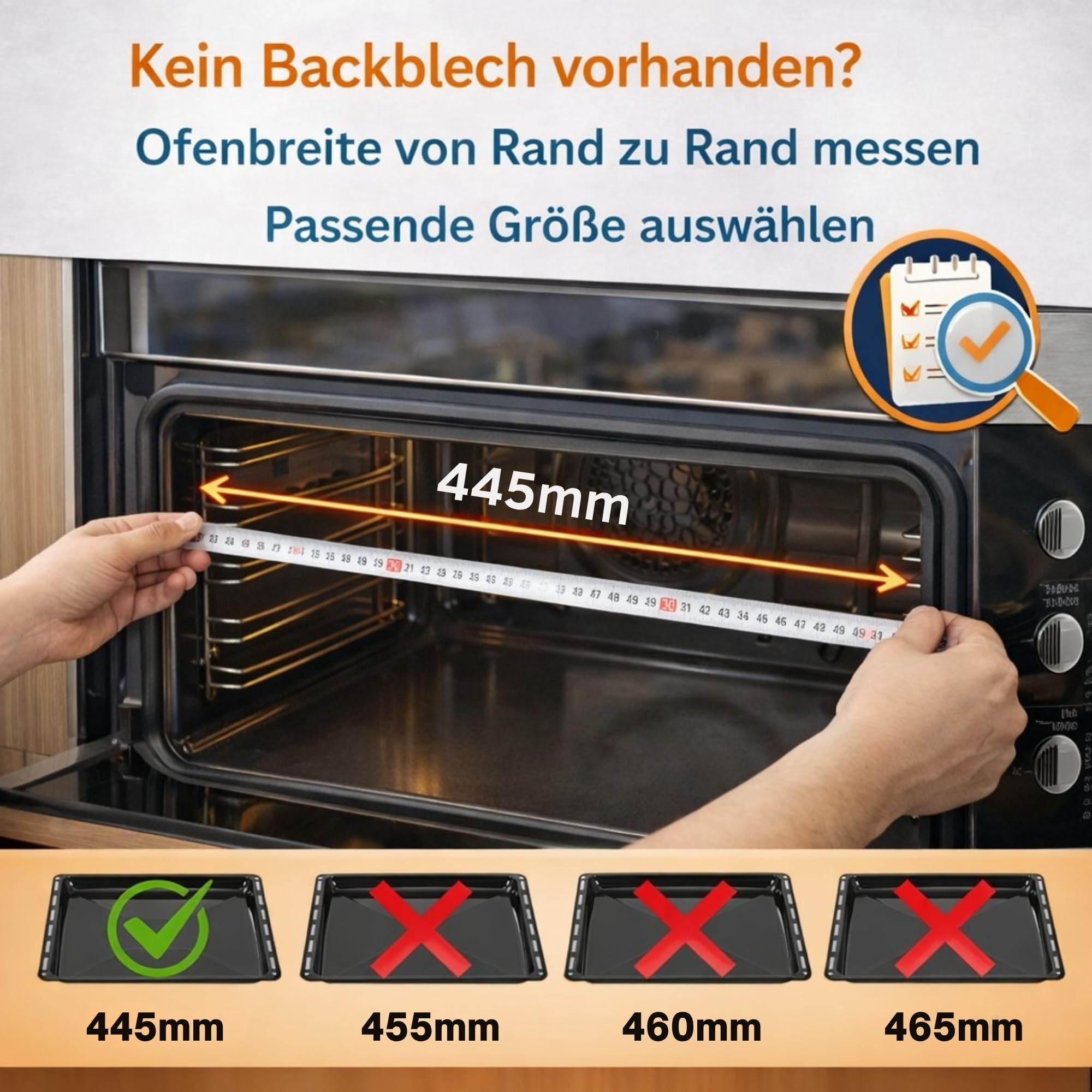 OptimumX 445x375x25mm Emailliert Backblech rechteckige Fettpfanne/Kuchenblech für Backofen, ideal zum Backen, Braten & Grillen, 2-teilig