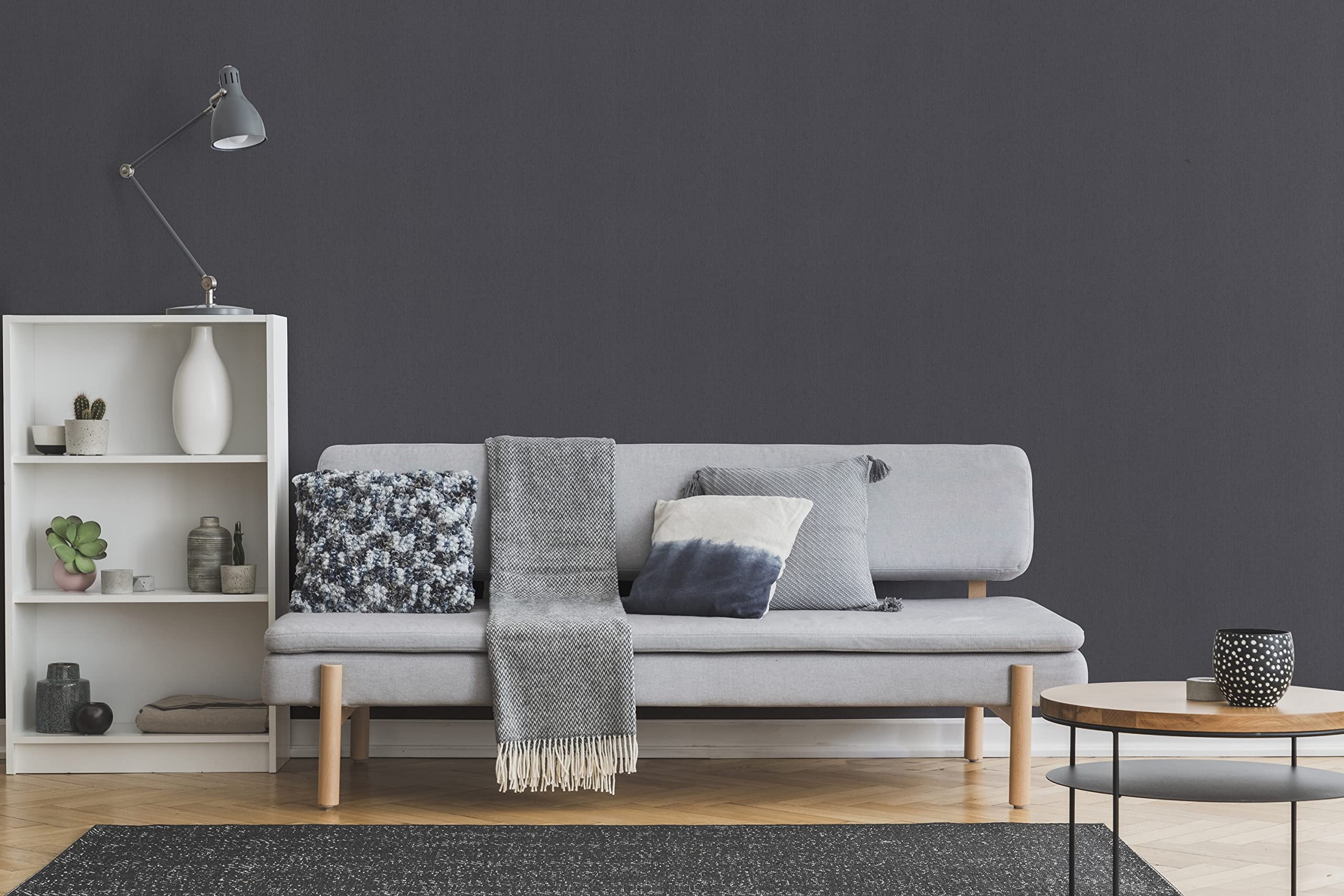 Superfresco Easy Calico Charcoal Wallpaper, Grey, 52 x 1000 cm - Image 2