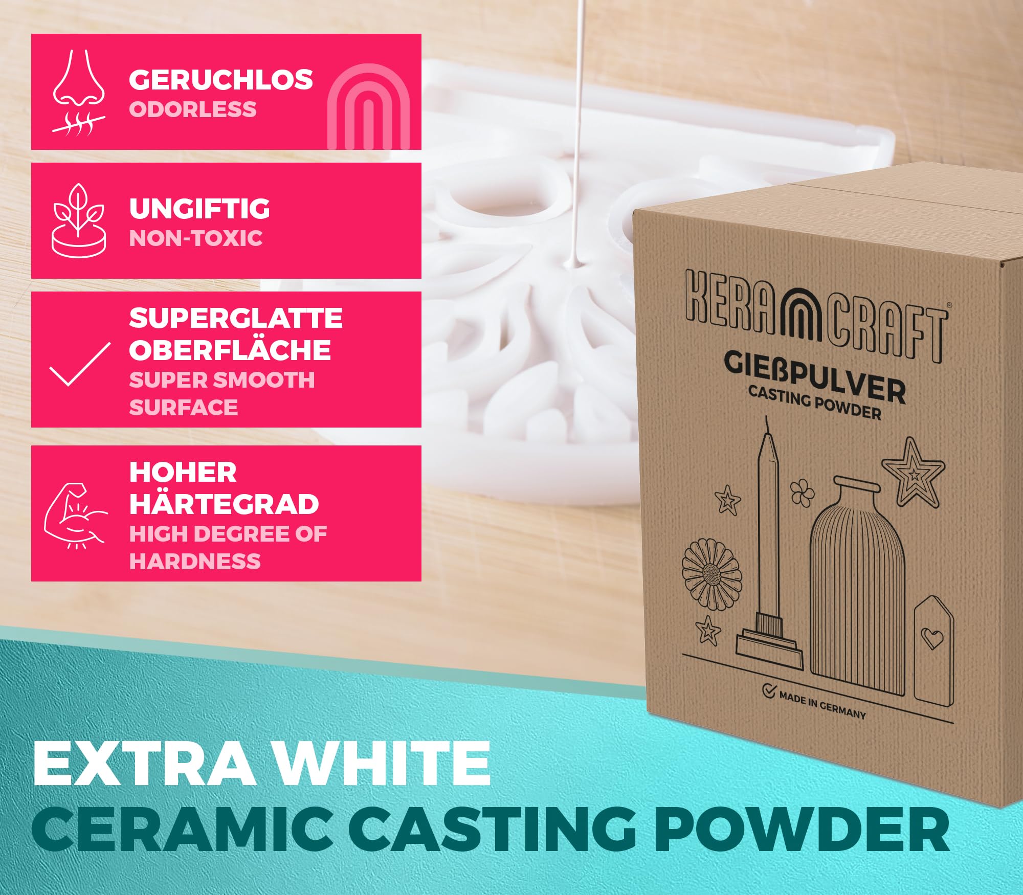 Keracraft Polvo de modelado blanco 20 kg – Modelado en relieve blanco para proyectos creativos