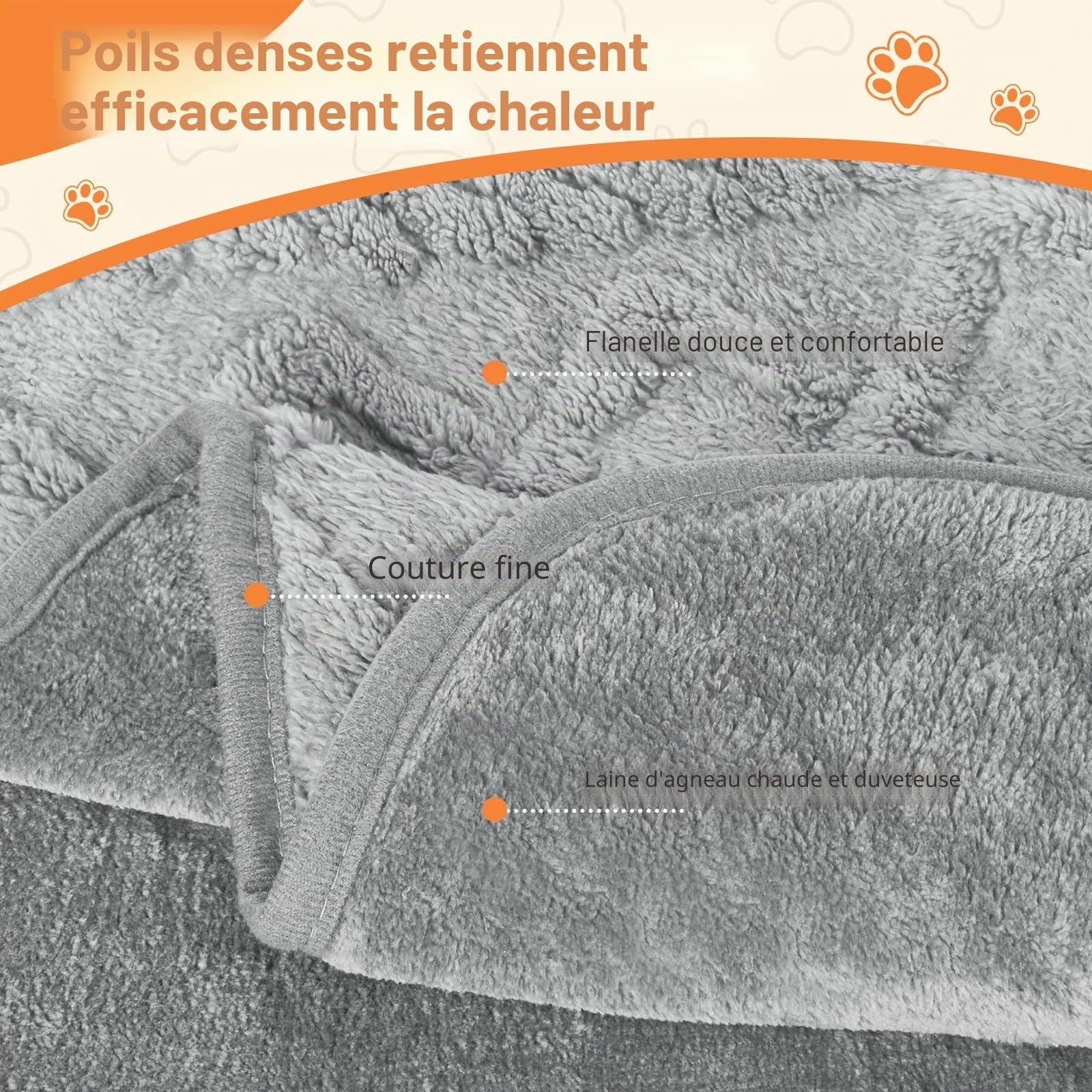 Couverture Chien 100x75cm, Tissu Flannel Imperméable, Moelleux et Chaud Couverture pour Chien, pour Chien Moyen et Grand, Lavable en Machine, Protection Canapé, Réversible (Gris)