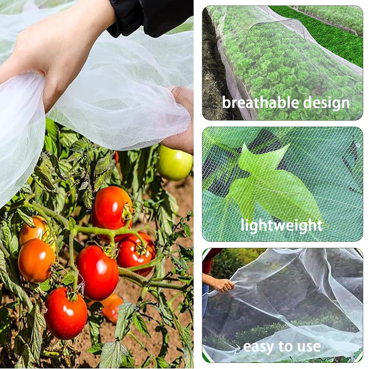 Red De Jardín Ultrafina, Malla para Cubrir Plantas, Red Antipájaros para Huertos, Verduras, Frutas, Flores, Cultivos, Invernaderos y Cubiertas De Hileras(0.7mm,4m x 10m)