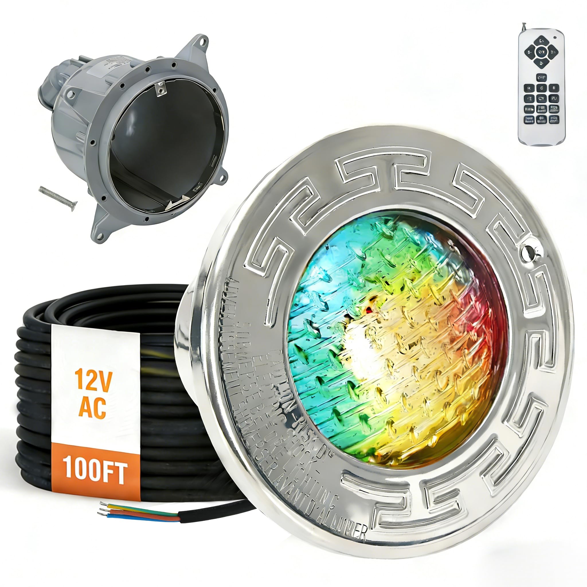 6 Inch LED Spa Lights with Niche, 12V AC Color Changing Pool Lights for Inground Pool, Underwater Pool Light, Fits for 6" Small Wet Niches, 15W(150W Equivalent), 100FT Cord