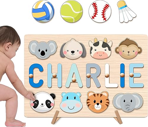 Rompecabezas de nombre personalizado para niños, rompecabezas personalizado para el primer cumpleaños para niños y niñas, rompecabezas de madera