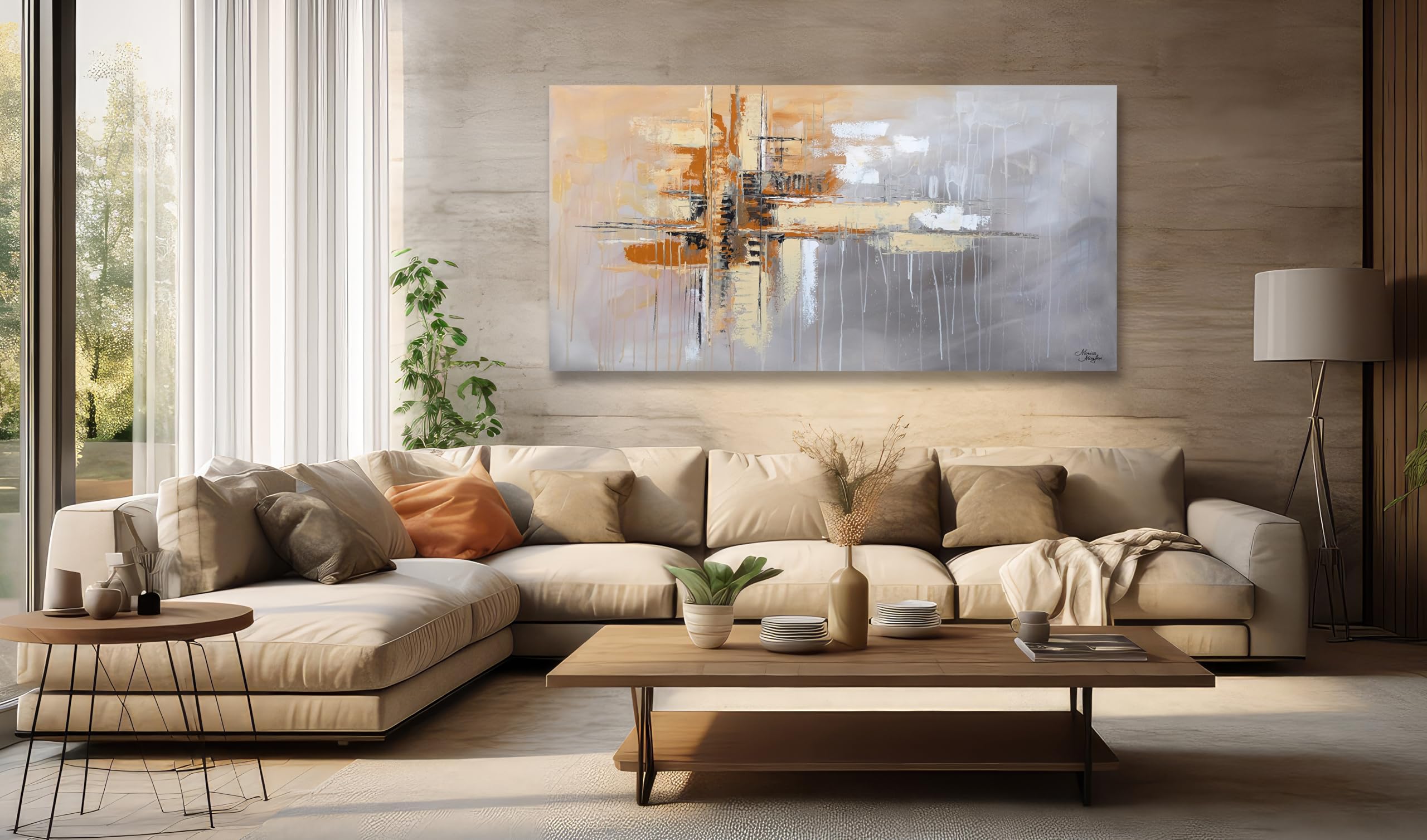 Monica Mirafiori I 120x60 cm I Tableau Peint à la Main I Modèles Tableau I Peintre Moderne I Tableaux Peintures I Toile sur Cadre en Bois