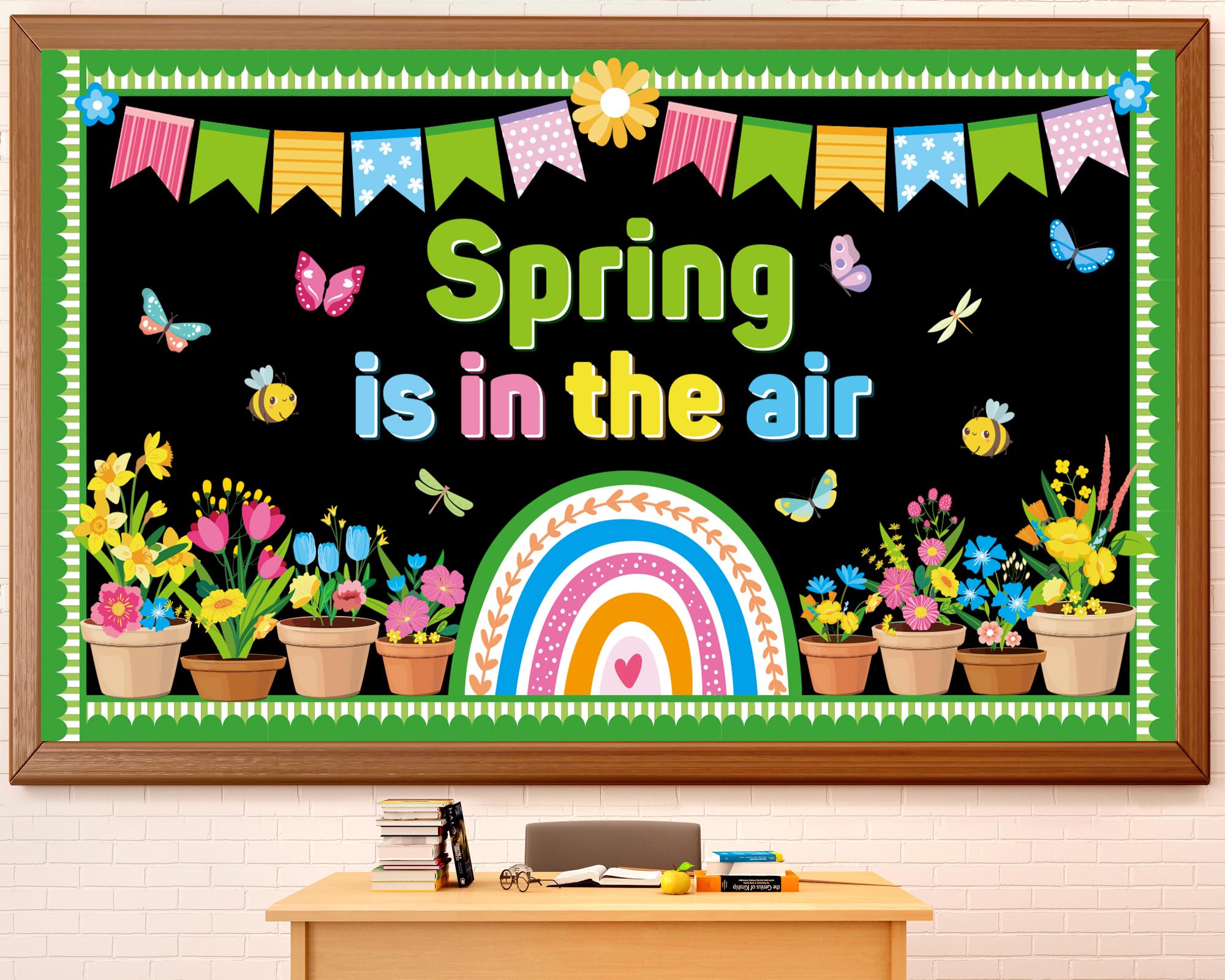 Spring Floral Flower Bulletin Board Set Spring Rainbow Insect Paper Cutouts Flower Rainbow Bulletin Board Classroom Decorations Bees Butterfly Cut Outs for Home School March April Party Decor Supplies