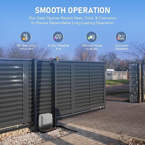 Miniatura 4 de CO-Z Abridor de puerta corredera accionado por bastidor de 3300 libras con sistema de alarma, abridor automático de puerta de 550 W con controles