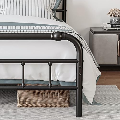 Miniatura 4 de BOSRII Base de cama tamaño King con cabecera y estribo 18 pulgadas de alto 3500 libras soporte de listones de metal resistente para colchón no