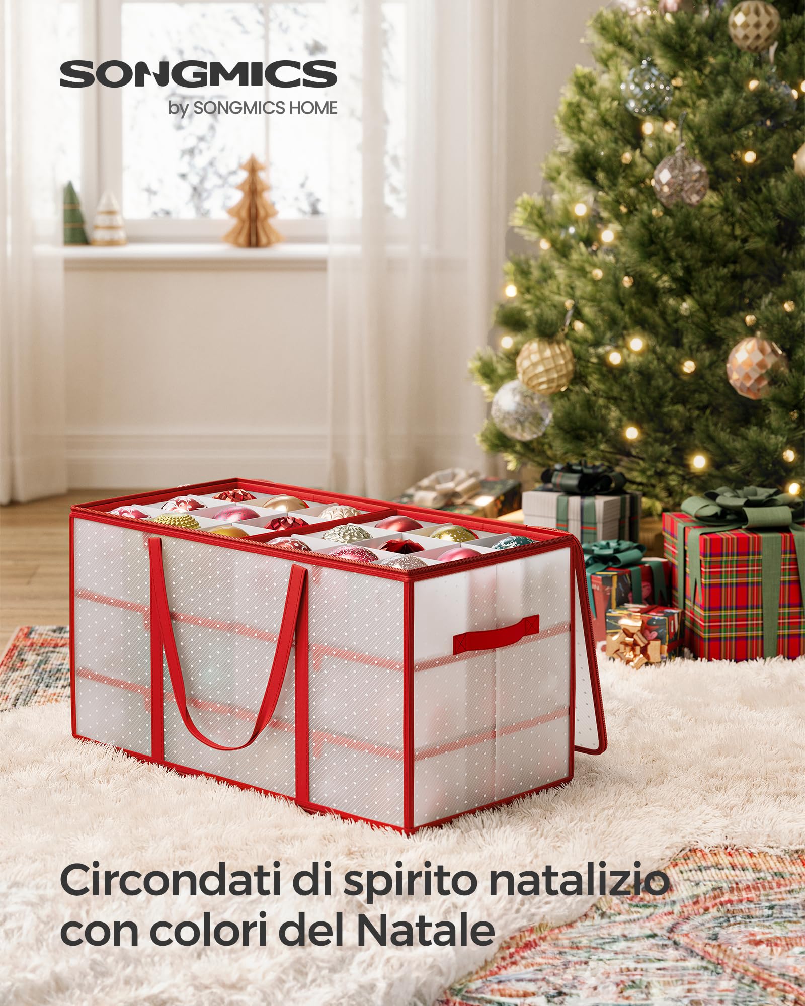 Scatola Per Palline Di Natale 61 Litri - Con Coperchio E Divisori, Per Decorazioni Natalizie - Foto 4