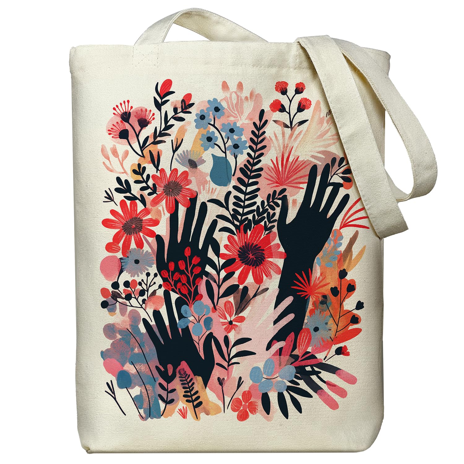 itgowisa Canvas Tote Bag for Women, Tote Bag with Zipper Inner Pocket, Zippered Canvas Bag for Shopping Work Grocery Everyday