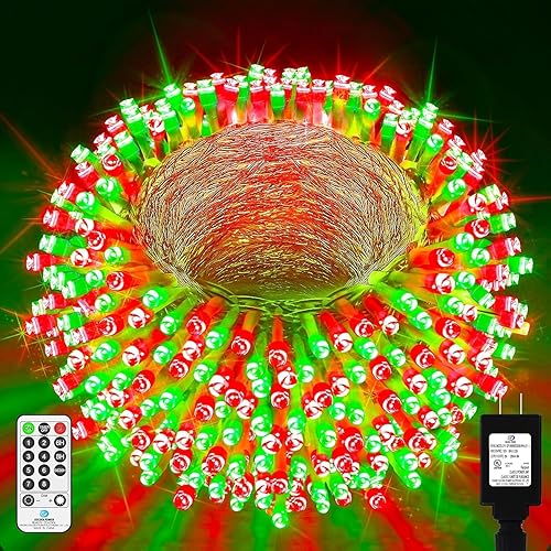 Miniatura 10 de Luces de Navidad para exteriores, 1000 luces LED, 394pies, luces de Navidad súper largas, 8 modos y temporizador, cuerda de luces de fantasía, LED