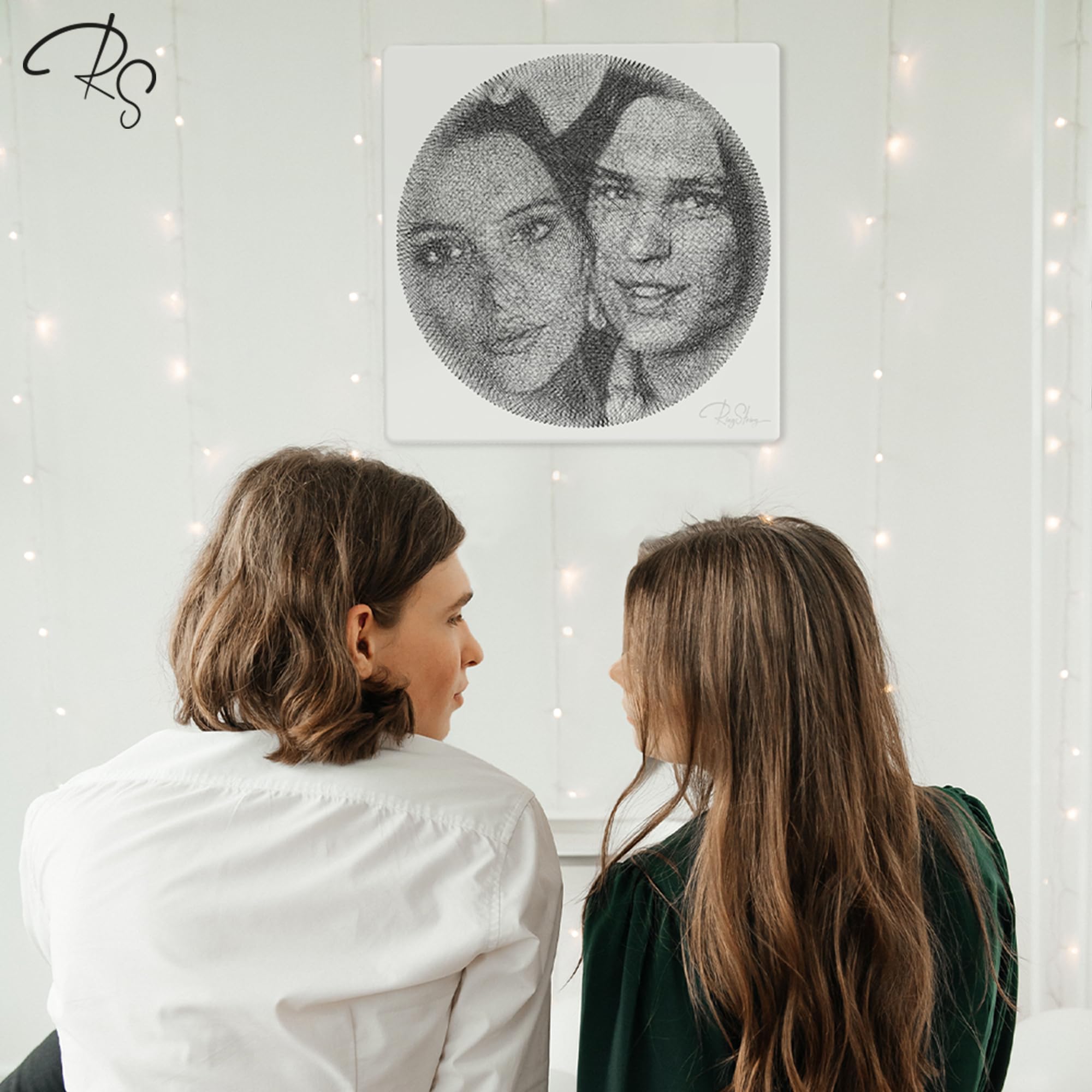 RingString - Kit per lavori artistici con filo DIY | Regalo personalizzato | Il tuo soggetto preferito come ritratto con filo | Motivo a scelta | Quadro (Maxi 50x50 cm)