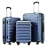 Coolife Luggage Suitcase Carry-on Spinner TSA Lock USB Port Expandable (only 28&rsquo;&rsquo;) Lightweight Hardside Luggage (Ice Blue, 3 piece set) 3 piece set Ice Blue