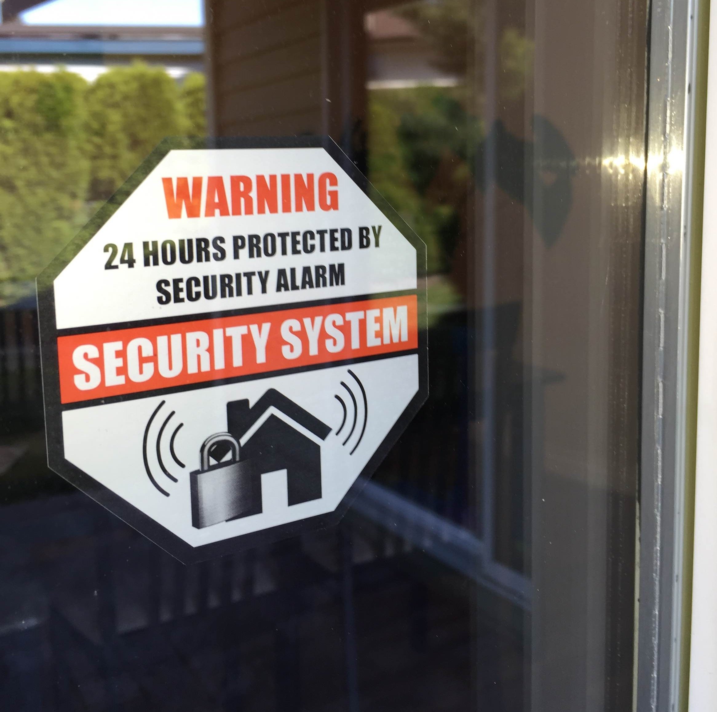 Front Self Adhesive Vinyl Outdoor/Indoor (4 Pack) 89mm X 89mm Home Business Security Burglar Alarm System Window Door Warning Alert Sticker Decals