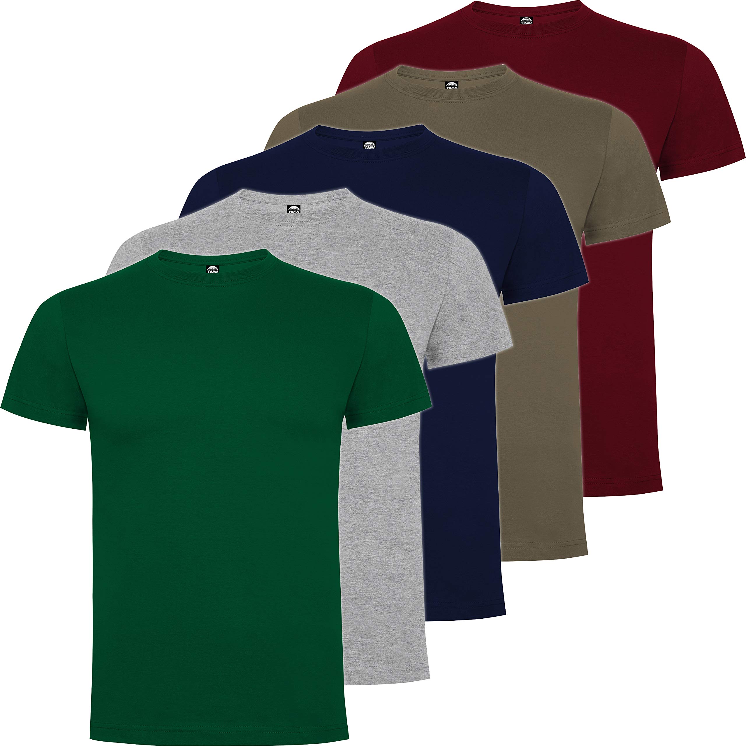 13MW Pack 5 | Camiseta Algodón Hombre | Camiseta Básica Hombre Premium | Manga Corta