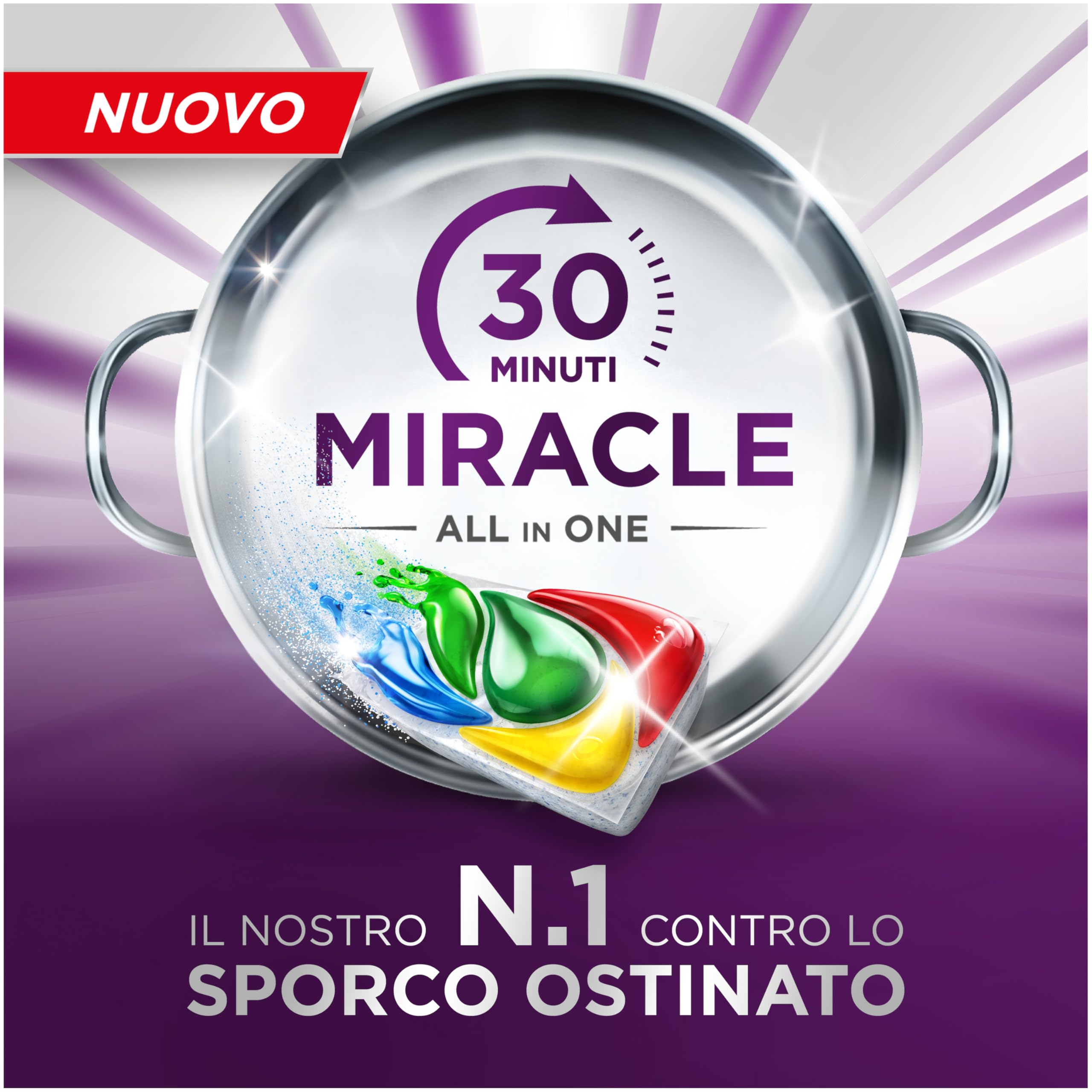 Fairy 30 Minuti Miracle Detersivo Pastiglie Lavastoviglie, 100 Capsule, Limone, Il Nostro N.1 Contro Lo Sporco Ostinato, Potente Anche Nei Cicli Brevi, MEGA Pack