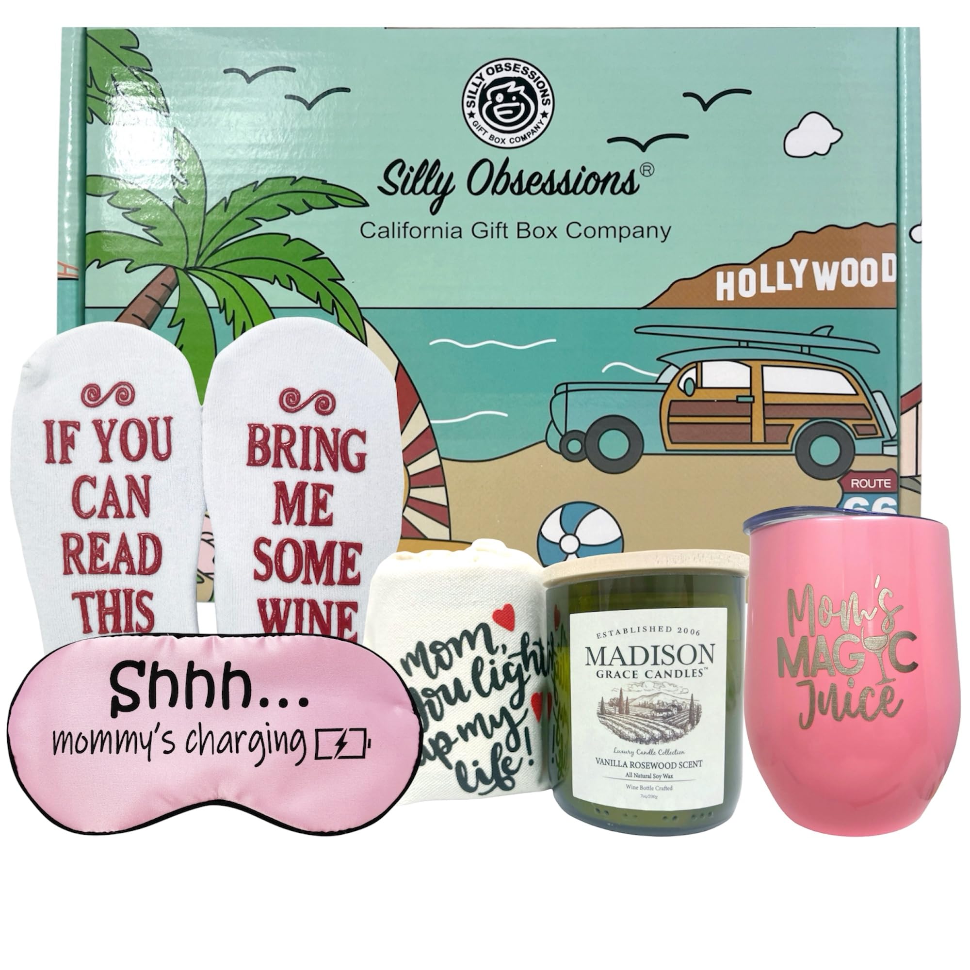 SILLY OBSESSIONSWine Gift Basket for mom, Wine Lover Gifts for Woman, Novelty Wine Gifts for Wine Lover Mom.