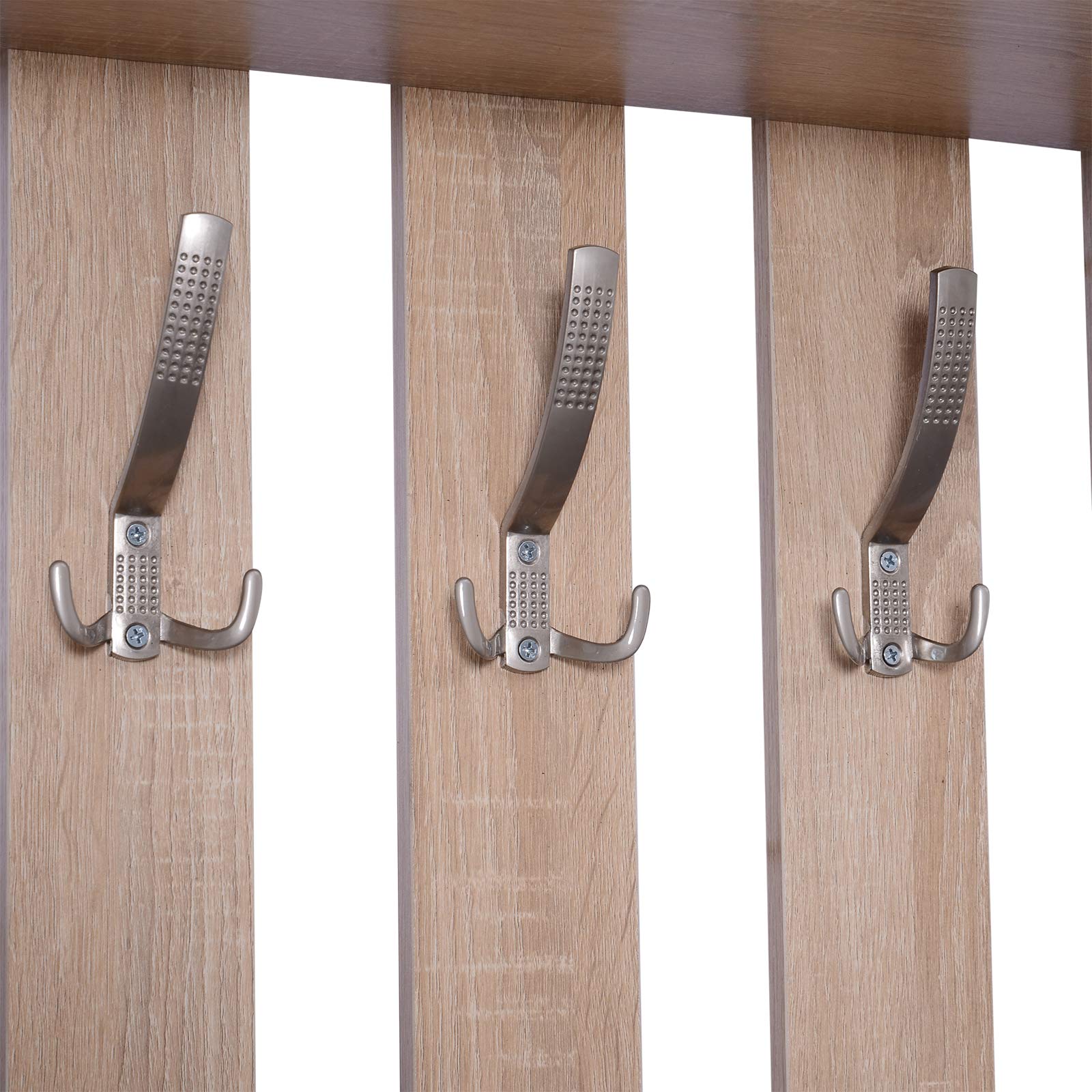 HOMCOM Set Arredo Guardaroba 3 in 1 con Specchio e Scarpiera da Ingresso Pannello Truciolare 90 x 21.5 x 116cm Quercia