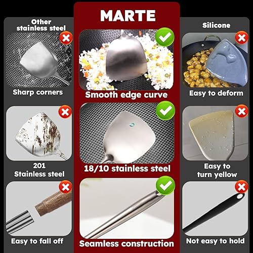 Miniatura 4 de MARTE Juego de herramientas de espátula y cucharón para wok, alta calidad, a prueba de óxido, formación integral, resistente al calor Juego de 3