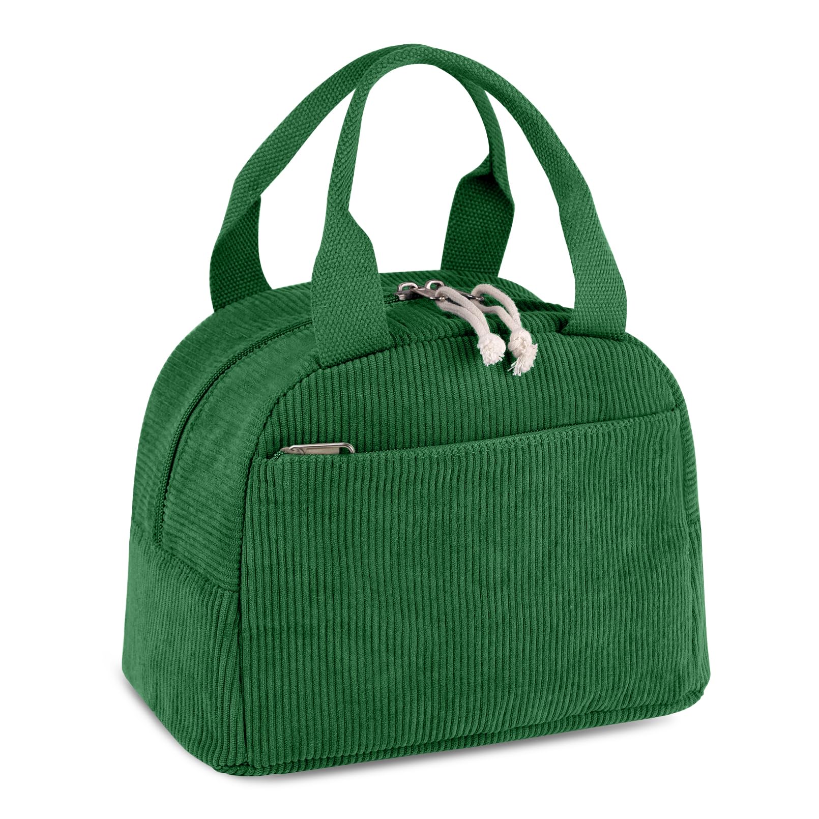 Kememo Insulated Lunch Bag for Women Men, Corduroy Packed Lunch Bag Reusable Cool Bags for School Work Picnic, Green โ image 1