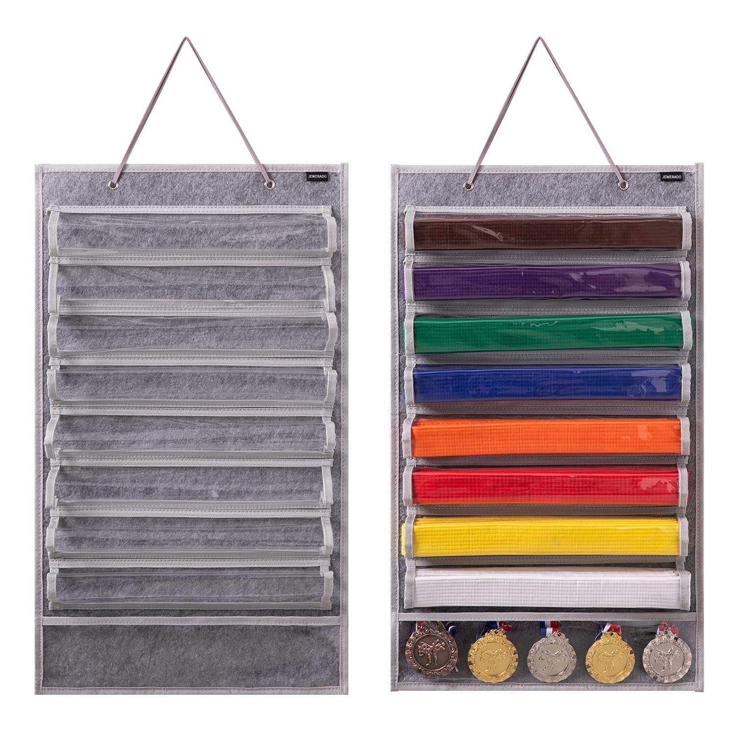 Karate Martial Arts Taekwondo Belt Display Holder Wall Hanging for 8 Belts, Hold 5 Medals