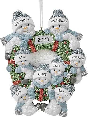 Miniatura 1 de Let's Make Memories Adorno de Navidad personalizado de The Original Snow Buddies Family  Adorno de corona de Navidad  Nombres personalizados  2