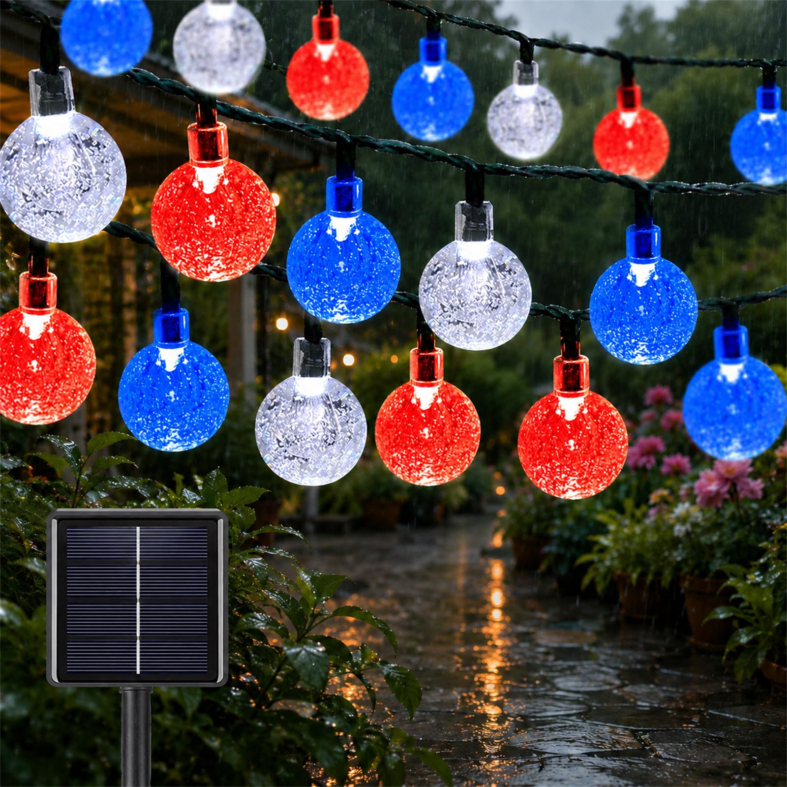 ENEN LED Solar Lights Outdoor Garden, 1.8cm Diameter Hanging Indoor/Garden Lights, Waterproof Garden Ornaments Outdoor, for Gazebo Patio Home Christmas Party Wedding Decor (Multicolored,12M/100LED)
