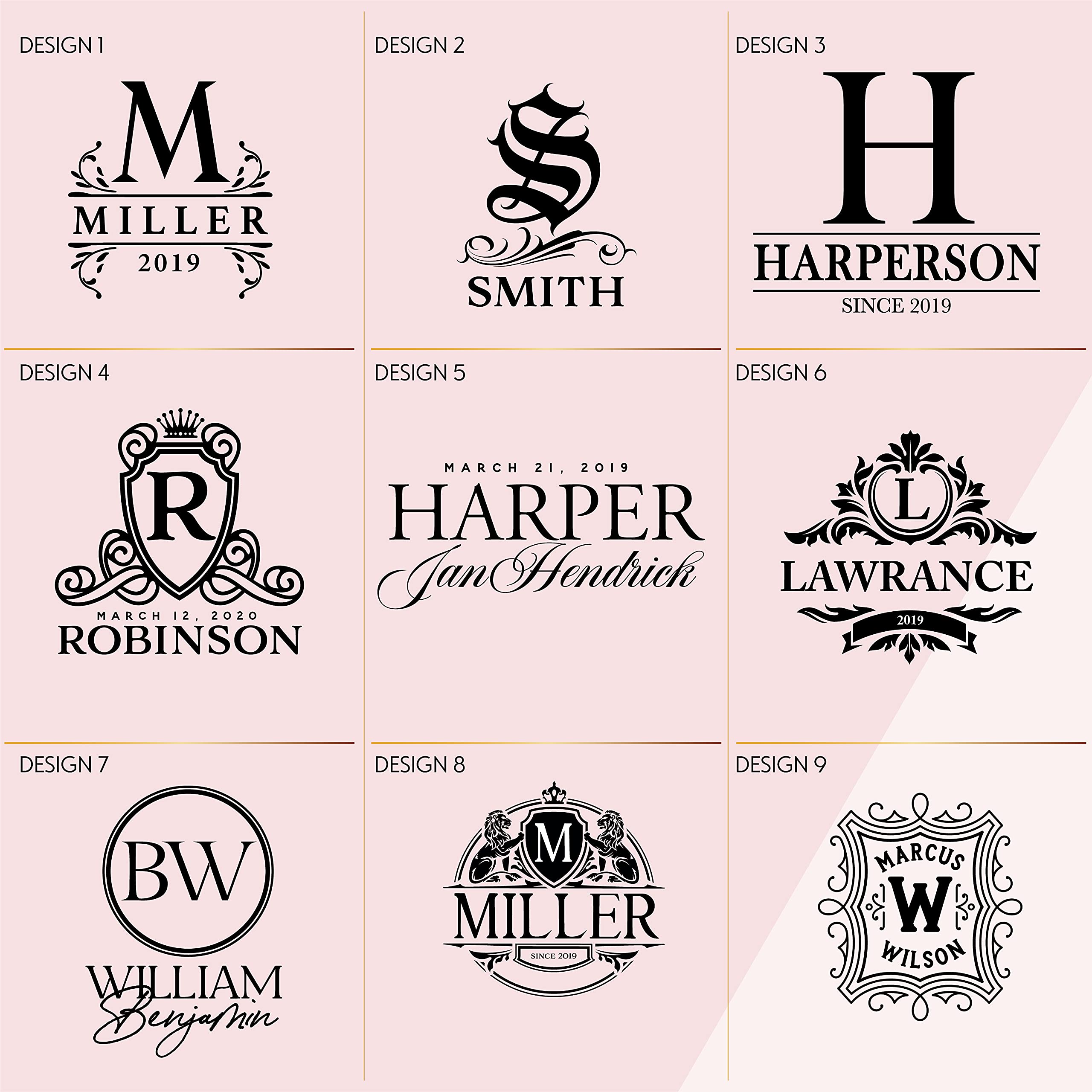 Personalized Whiskey Decanter Set - 9 Design Options - 5 Pc Customizable Crystal Liquor Decanter with Glass Stopper (720ml) & 4 Whiskey Glasses (270ml)