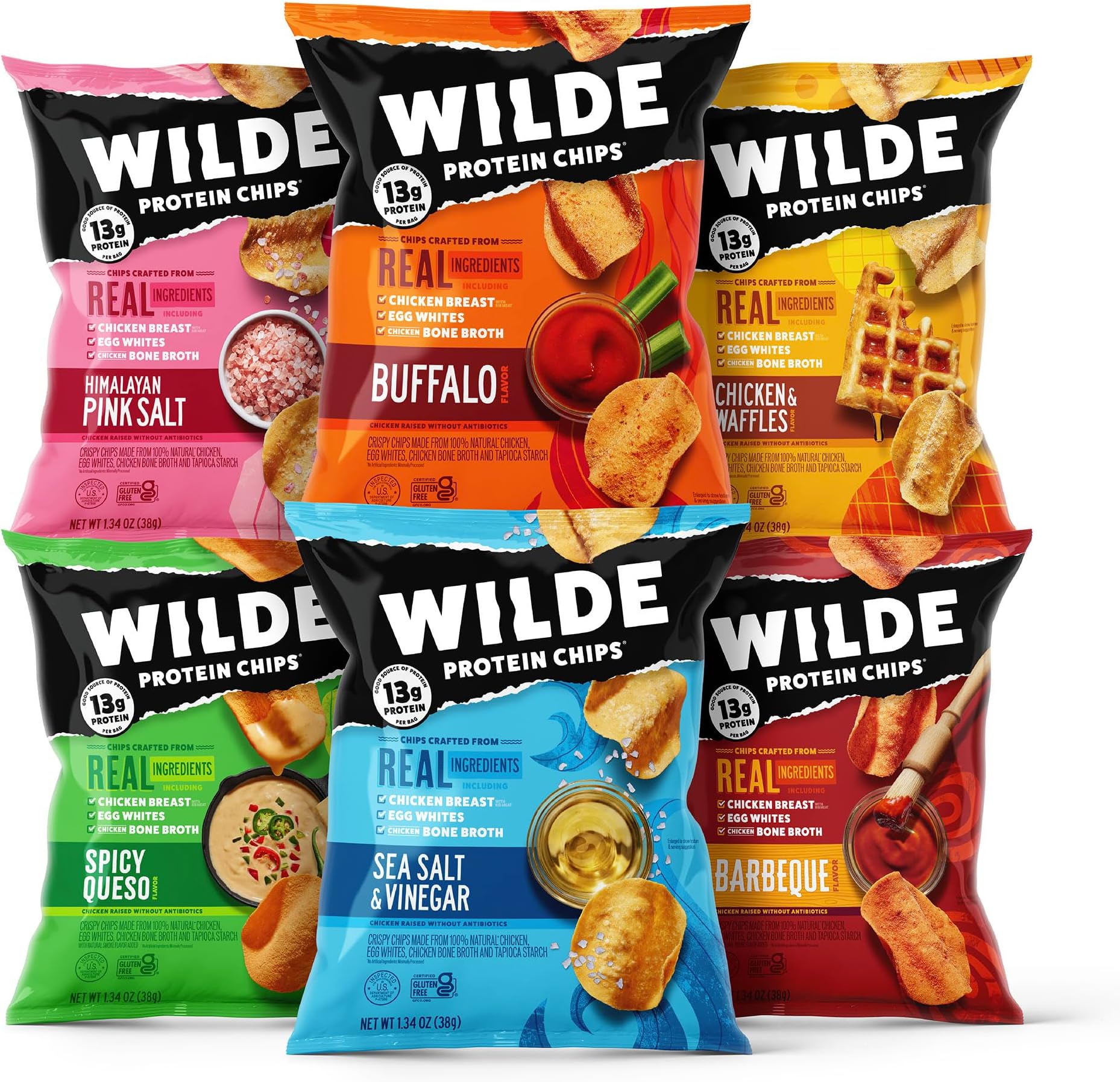 WILDE Protein Chips Variety Pack, Protein Snacks, Keto