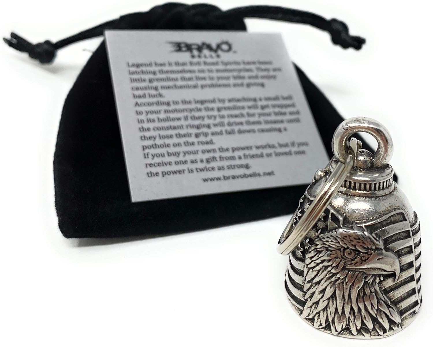 Bravo Bells US Flag Eagle Bell - Biker Bell Accessory or Key Chain for Good Luck on the Road - Image 4