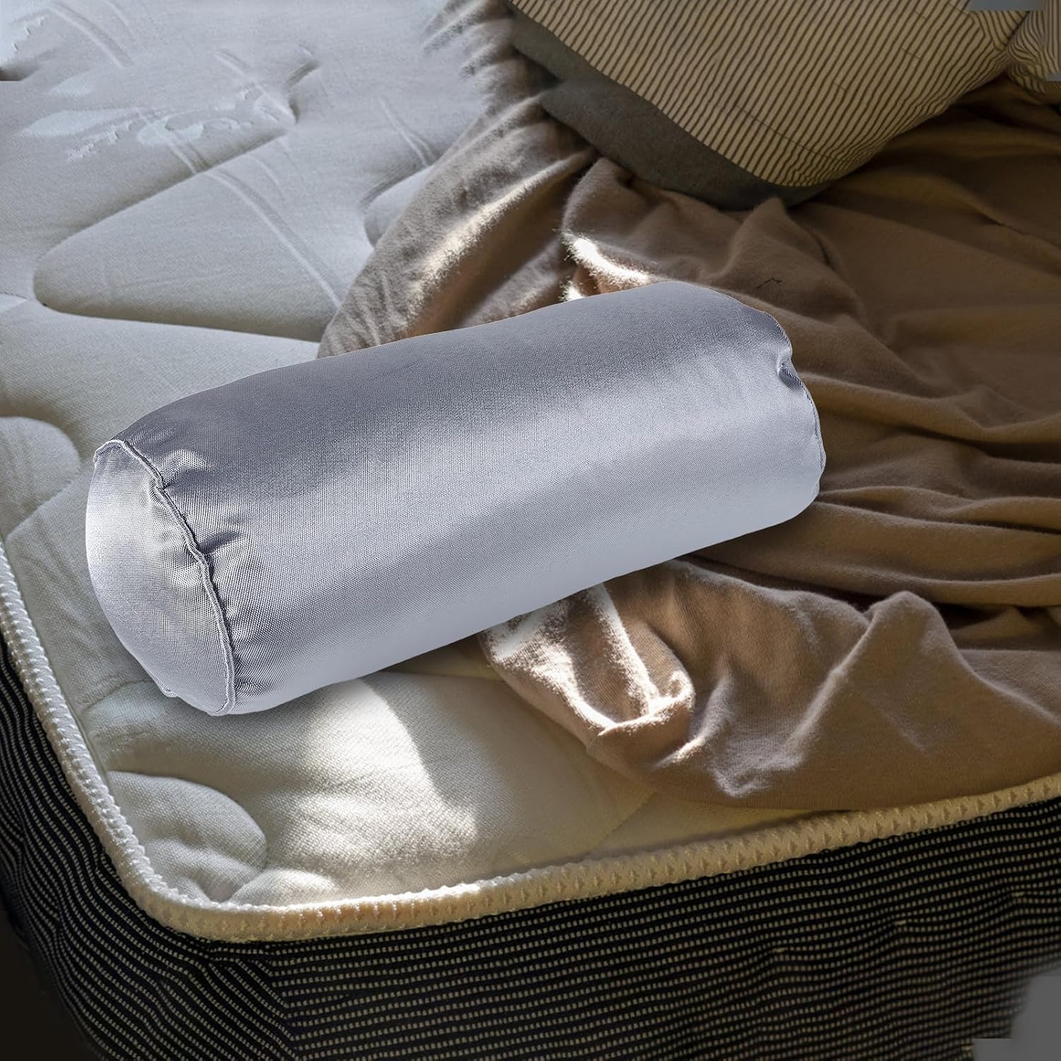 Cylindrical Body Pillow with Ergonomic Design, Polyester Long Bolster Cushion 15x40cm for Lumbar Support and Foot Rest, Stylish Tube Pillow for Couch and Bed