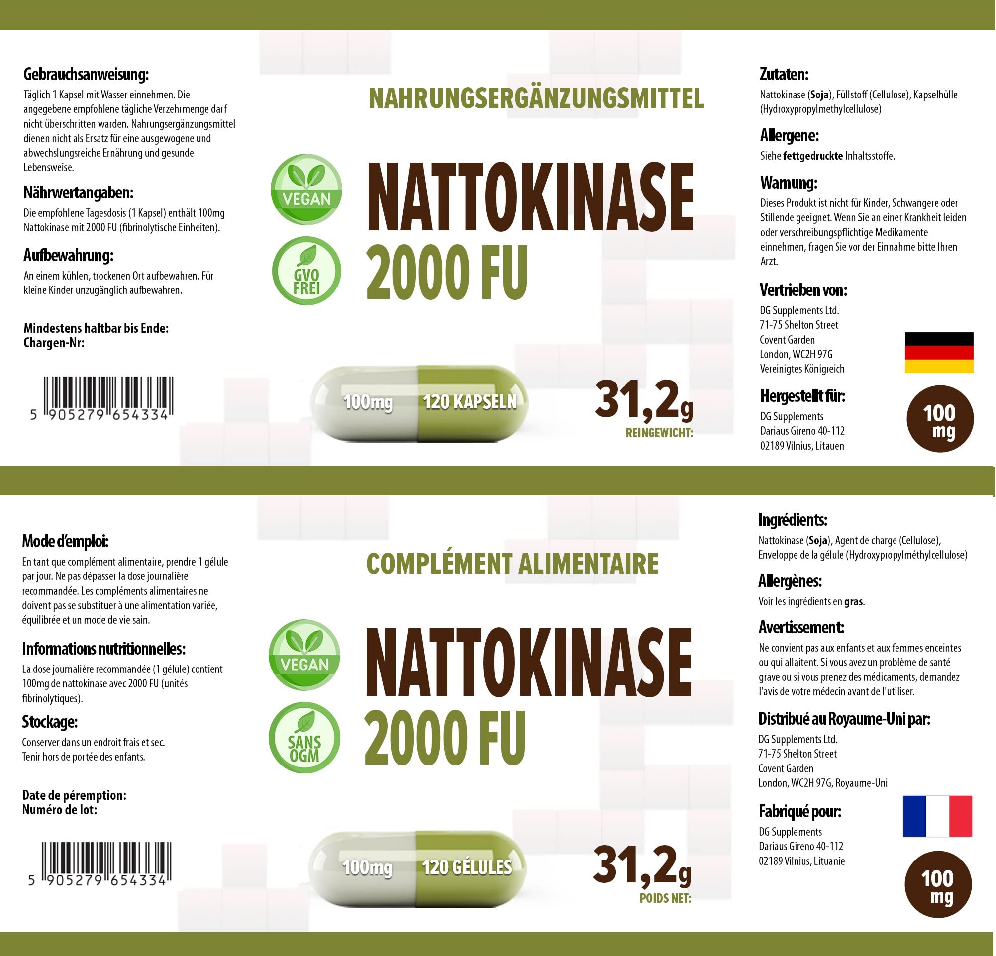 Hepatica Nattokinase | 100 mg | 20.000 FU/g hochdosiert | Herz, Kreislauf & Durchblutung | 120 vegane Kapseln | Einzelwirkstoff | GMP & Laborgeprüft