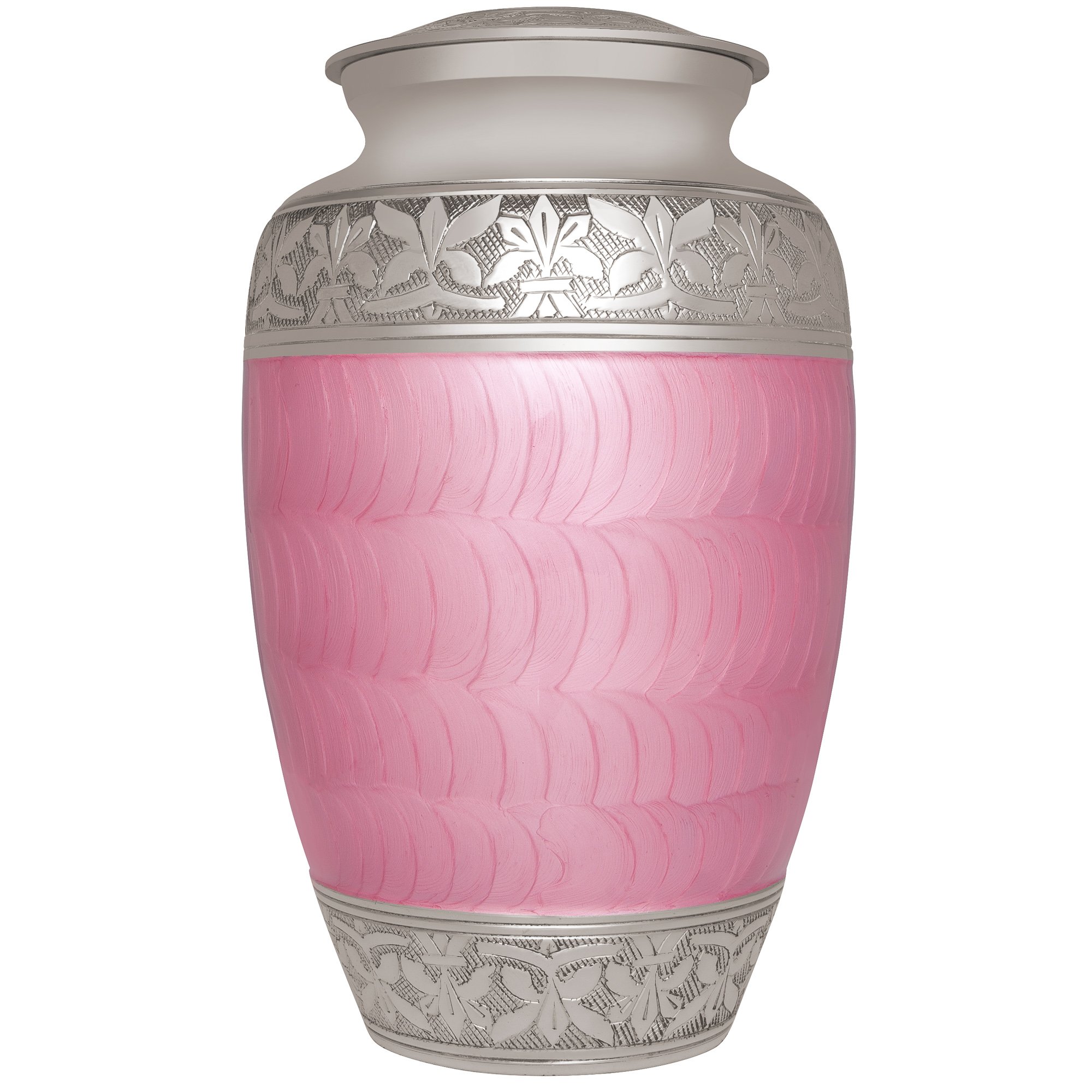 Pink Funeral Urn by Liliane Memorials - Cremation Urn for Human Ashes - Hand Made in Brass - Suitable for Cemetery Burial or Niche - Large Size fits Remains of Adults up to 200 lbs - Evita Model