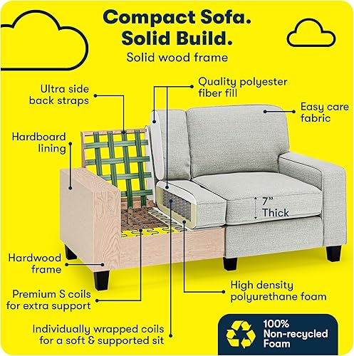 Miniatura 5 de Serta Palisades Sofás Tapizados para Sala, Sofá de Diseño Moderno, Poliuretano, Gris (Pebble Gray)