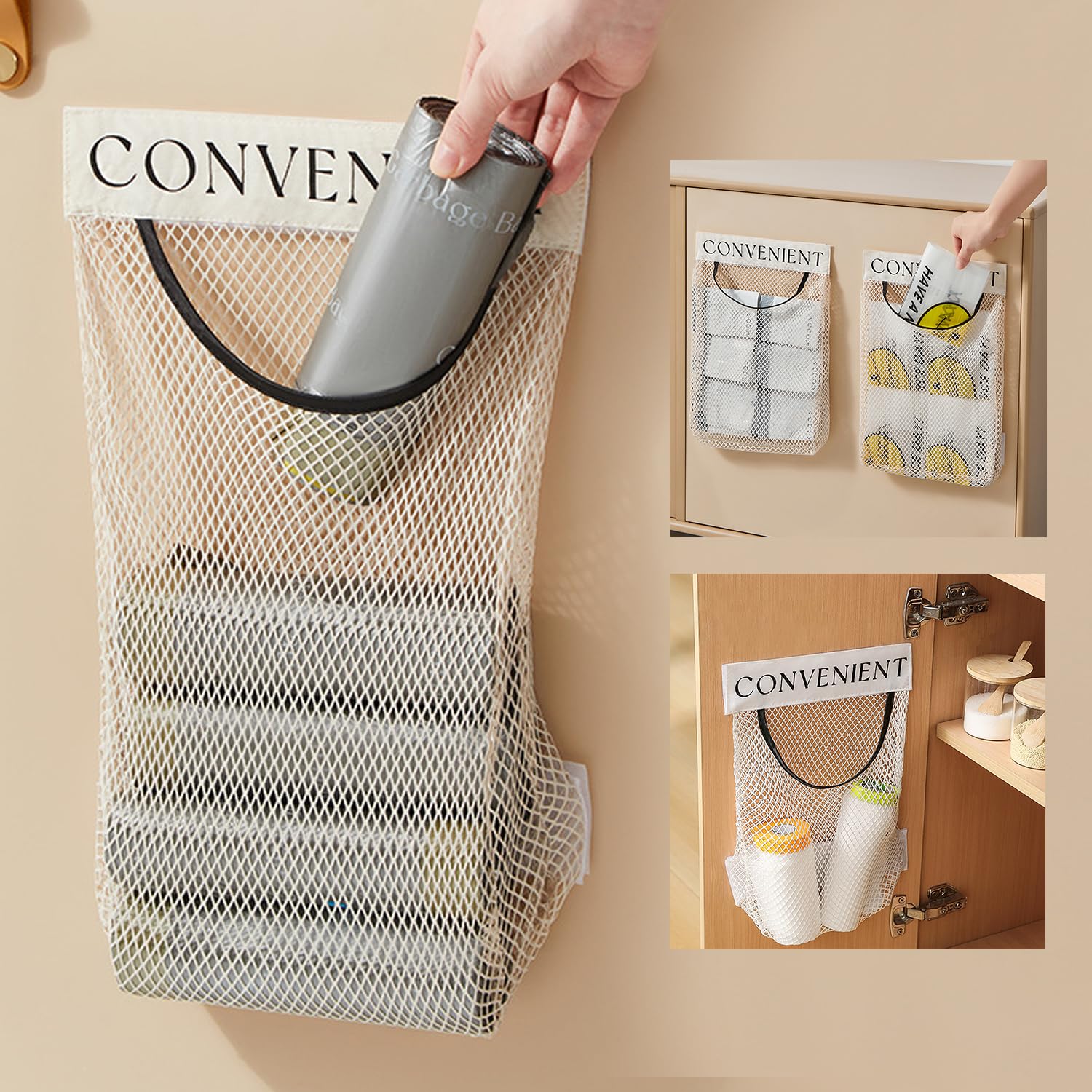 Organizer Portasacchetti Da Parete In Legno – 3 Scomparti, Per Alimenti, Snack E Freezer, 32.5×30.5×7.5 Cm