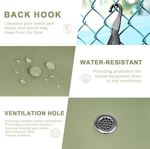 Miniatura 3 de Bolsa de tenis con capacidad para 2 raquetas, bolsas de tenis profesionales para mujeres, mochila de tenis con compartimento ventilado para zapatos