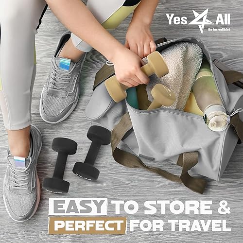 Miniatura 7 de Yes4All Neoprene Coated Dumbbell Hand Weight Sets of 2 - Multiple Weight Options with 15 Colors, Anti-roll, Anti-Slip, Hexagon Shape