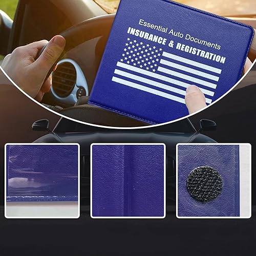 Miniatura 3 de Kewucn Soporte para registro y seguro de automóvil, paquete de 2 organizadores de documentos esenciales de alta calidad con cierre de velcro fuerte,
