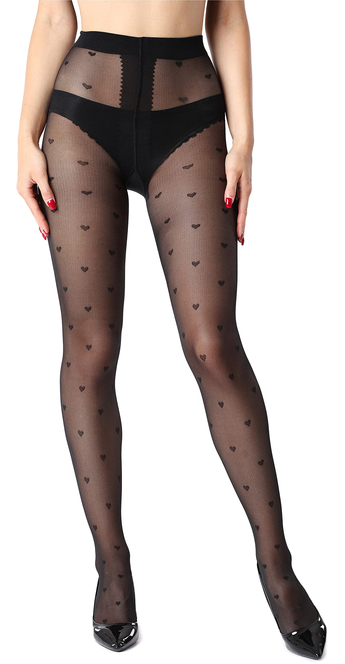 Merry Style Damen Strumpfhose mit Muster Herzen 20 DEN MSGI049