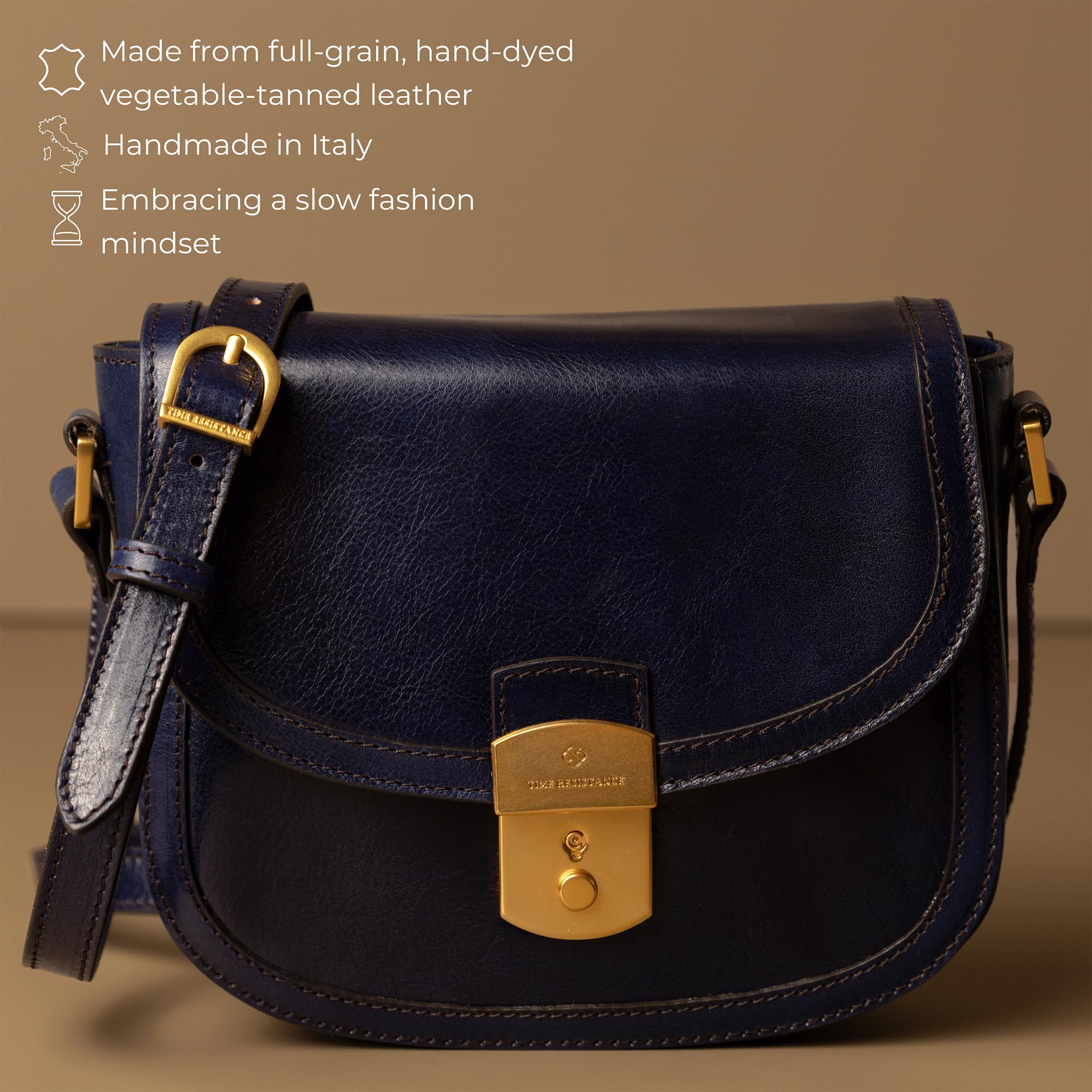 Time Resistance Bolso Bandolera de Cuero – Bolso Tipo Saddle con Cierre Magnético – Bolso Messenger de Cuero para Mujer