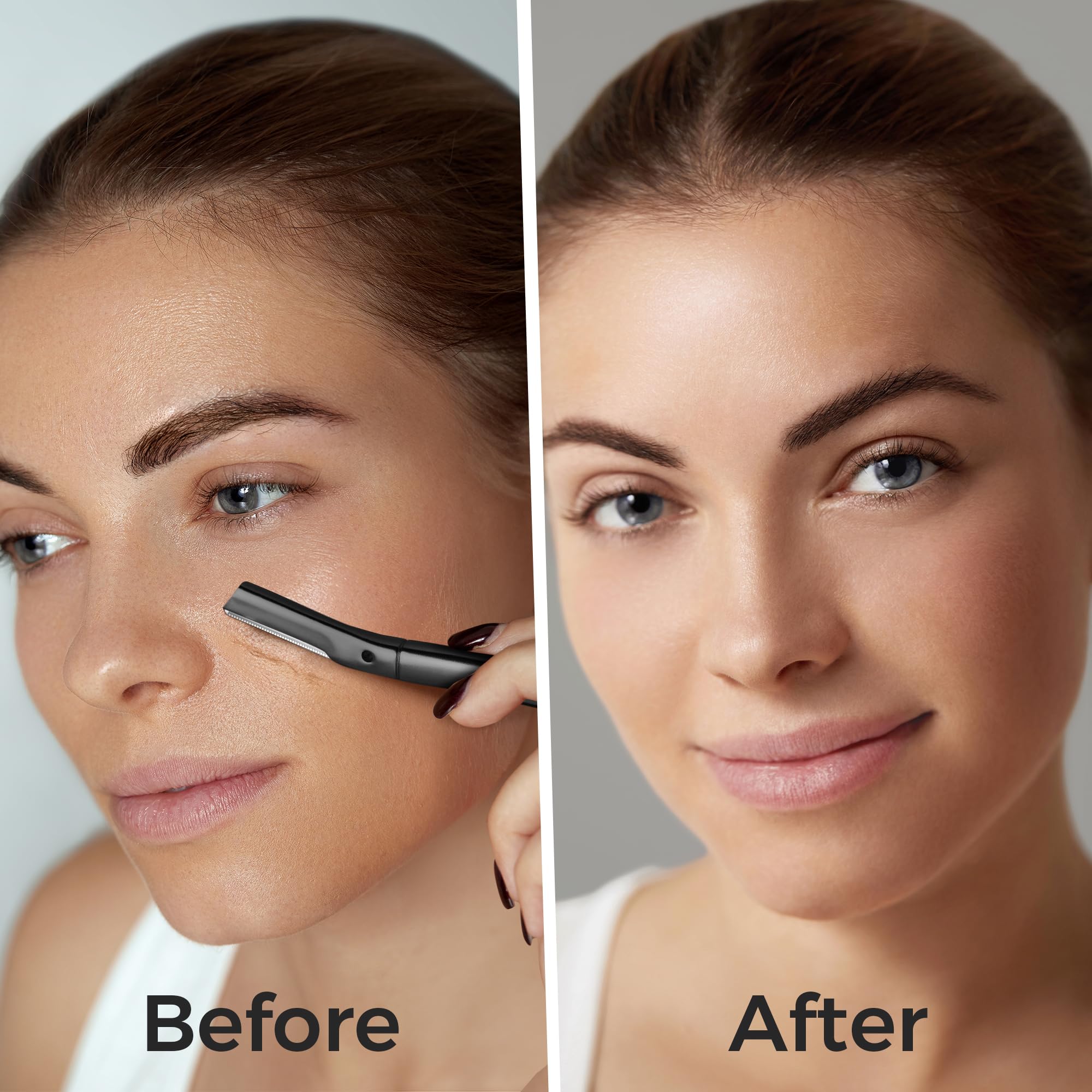 ZOMCHI Dermaplaning Tool for Face Eyebrow Shaper for Women and Men Precision Silicone Cover, Reusable Metal Handle - Matte Black - Image 2