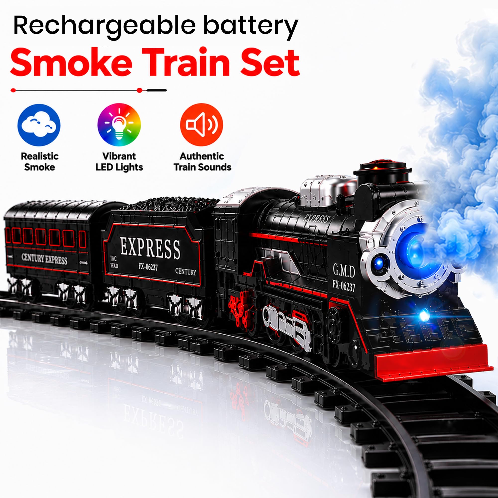 NHR Rechargeable Train Set - Kids Electric Steam Train -2 NHR Rechargeable Train Set - Kids Electric Steam Train -2