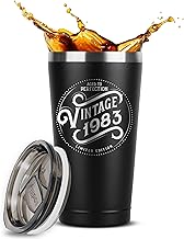 40th Birthday Gifts for Men - 1983 Vintage 16 oz Black Coffee Tumbler - 40th Birthday Decorations for Men - Birthday Gifts for 40 Year Old Man Dad Brother - Funny 40th Birthday Idea Presents for Men
