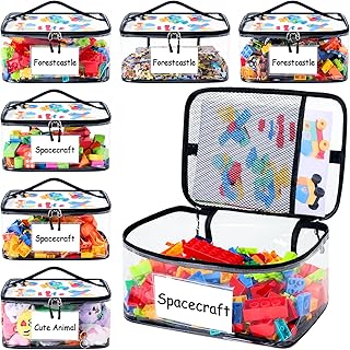 Upgraded 6 Pack Clear Toy Storage Bag - with Name Tag & Manual Pocket, T...